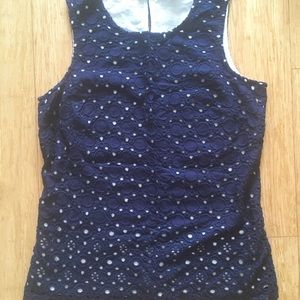 Sz 4 Boden Sleeveless Tank Navy/White Eyelet Lace